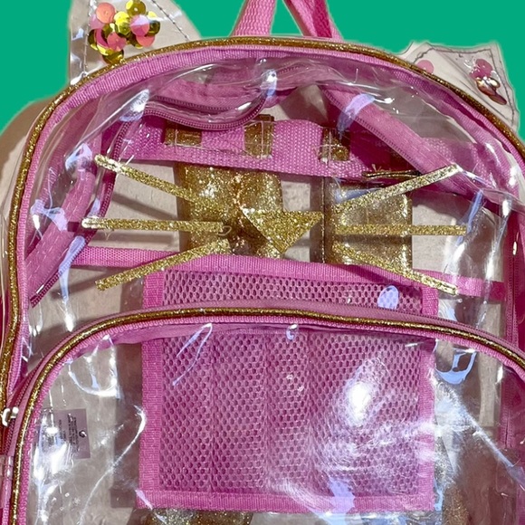 Unique Glittery Gold and Pink Clear Cat Backpack - Picture 4 of 5